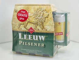 leeuw bier sixpack actie gratis glas 19961